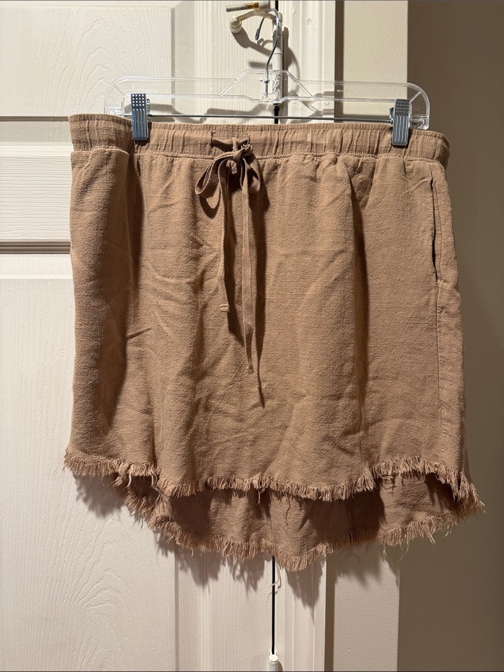Umgee Brown High-Low Drawstring Fringe Skirt